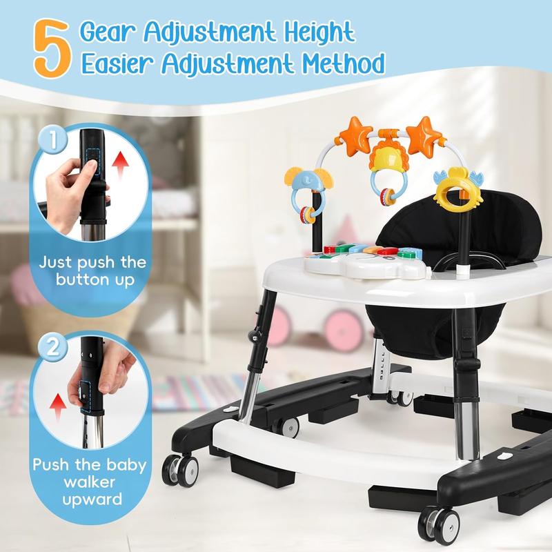Foldable Baby Walker with 5 Adjustable Heights