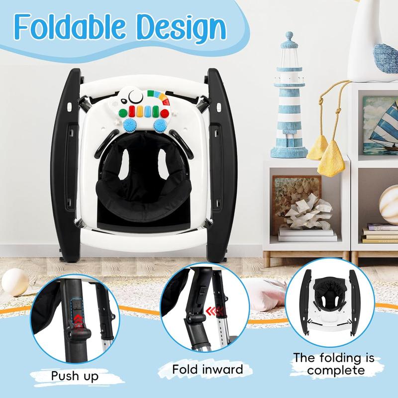 Foldable Baby Walker with 5 Adjustable Heights