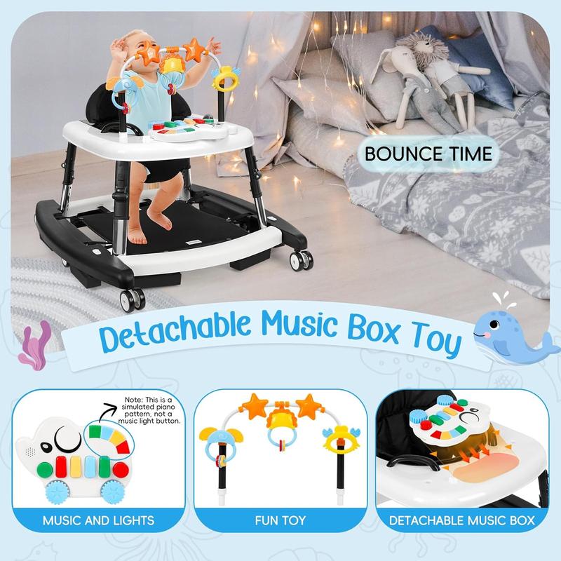 Foldable Baby Walker with 5 Adjustable Heights
