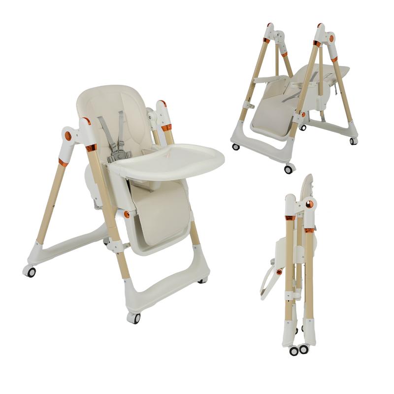 Foldable Baby High Chair with Adjustable Height & Recline