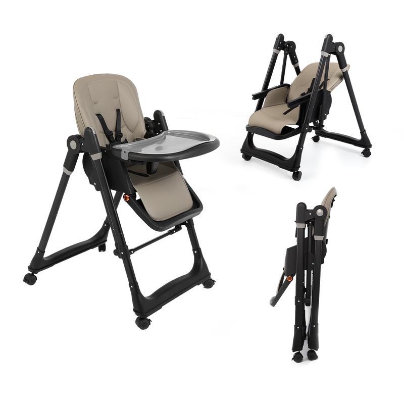 Foldable Baby High Chair with Adjustable Height & Recline