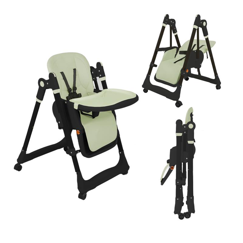 Foldable Baby High Chair with Adjustable Height & Recline
