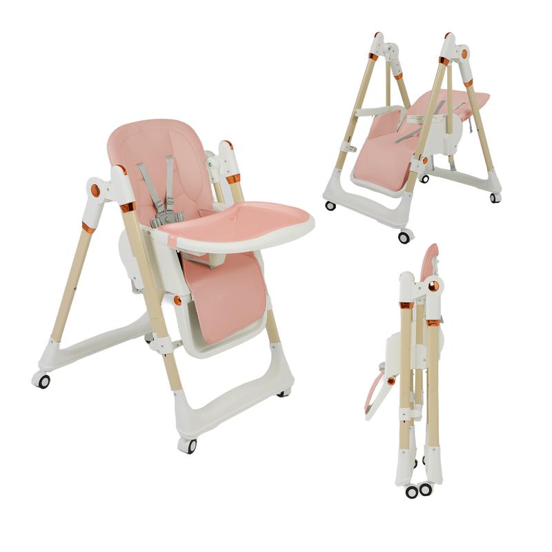 Foldable Baby High Chair with Adjustable Height & Recline