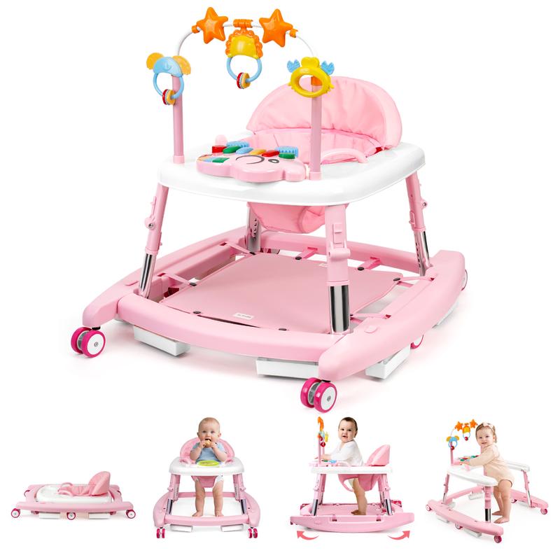 Foldable Baby Walker with 5 Adjustable Heights